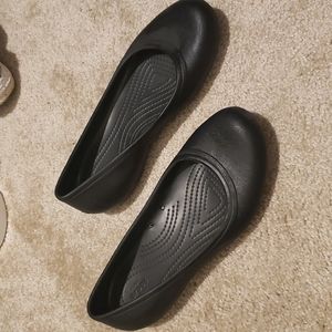 Black Croc Flats